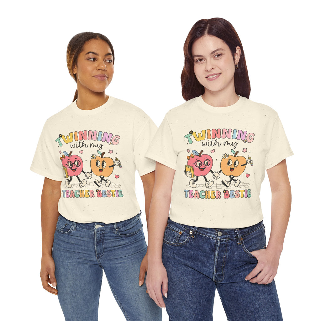 T-Shirt — "Twinning with My Teacher Bestie" Cute Matching Teacher-Student Graphic Tee