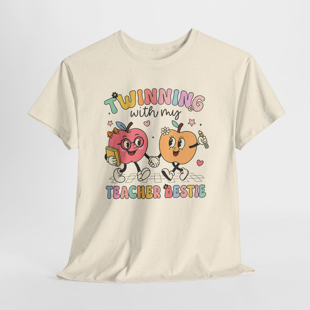 T-Shirt — "Twinning with My Teacher Bestie" Cute Matching Teacher-Student Graphic Tee