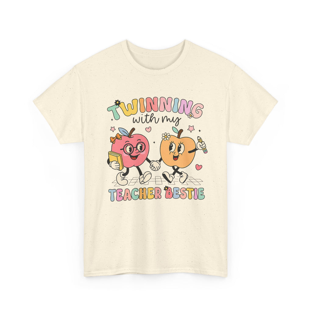 T-Shirt — "Twinning with My Teacher Bestie" Cute Matching Teacher-Student Graphic Tee