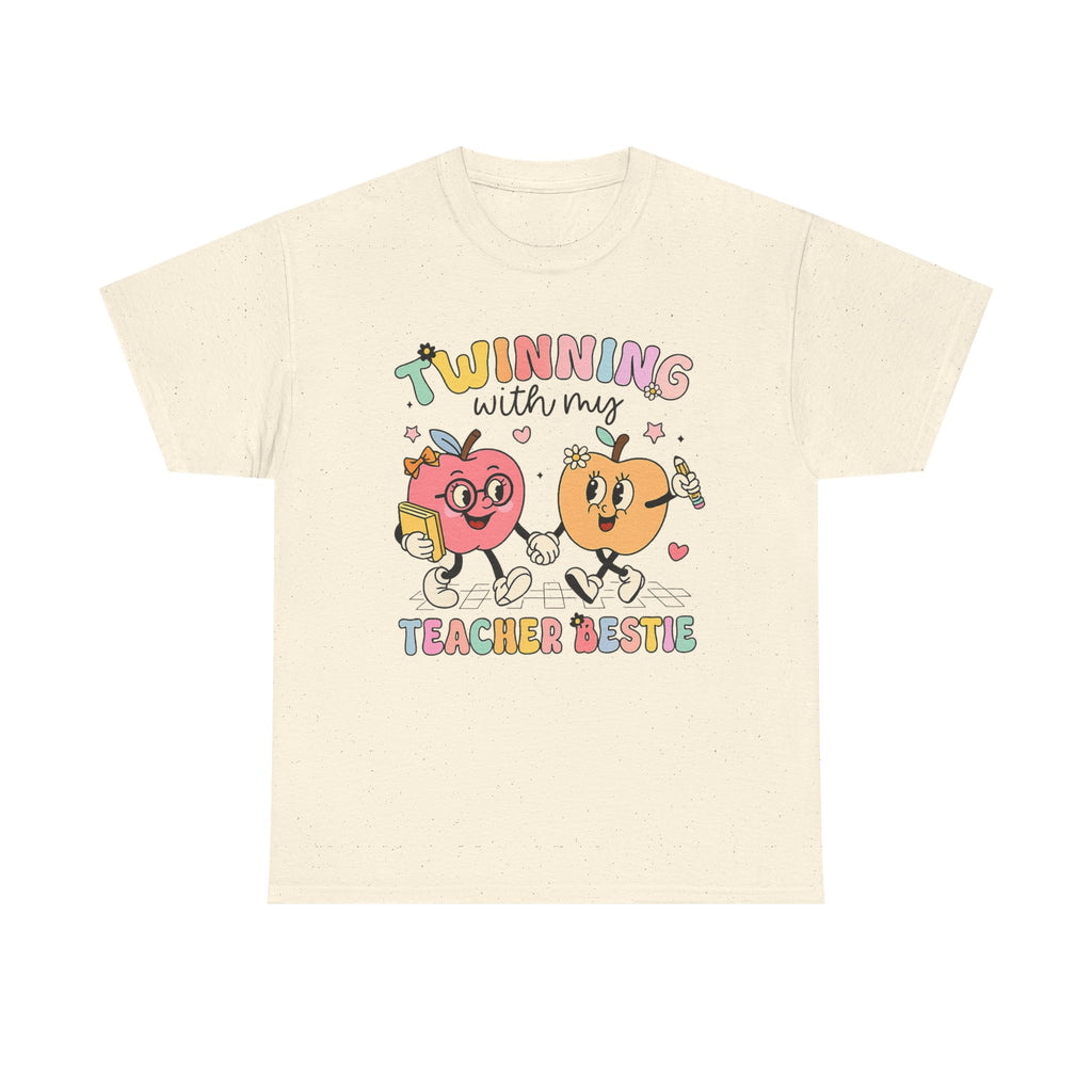 T-Shirt — "Twinning with My Teacher Bestie" Cute Matching Teacher-Student Graphic Tee